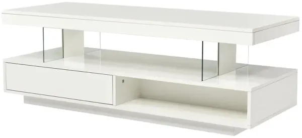 LED Coffee Table With 2 Drawers And Display Shelves