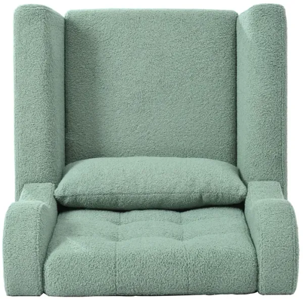 Modern Accent Chair, Teddy Fabric Living Room Chairs Comfy Reading Chair, Mid Century Accent Chair, Lounge Arm Chairs Armchair For Living Room Bedroom - Light Green