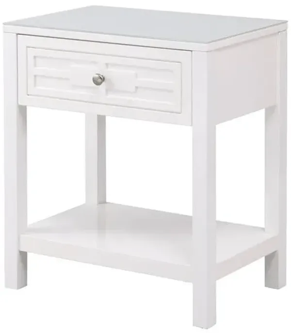 Dylan - Wooden End Side Table Nightstand With Glass Top And Drawer