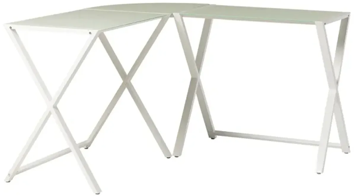 Modern X Leg L Shaped Computer Desk - White
