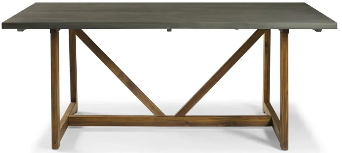 V Frame Trestle Dining Table - Gray / Brown