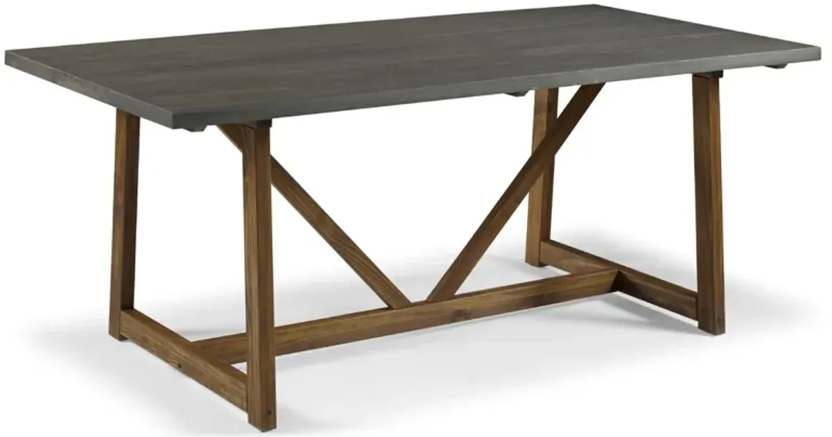 V Frame Trestle Dining Table - Gray / Brown