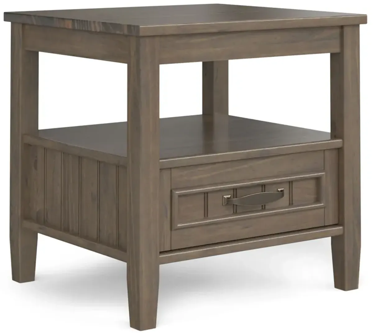 Lev - End Table With Bottom Drawer - Smoky Brown