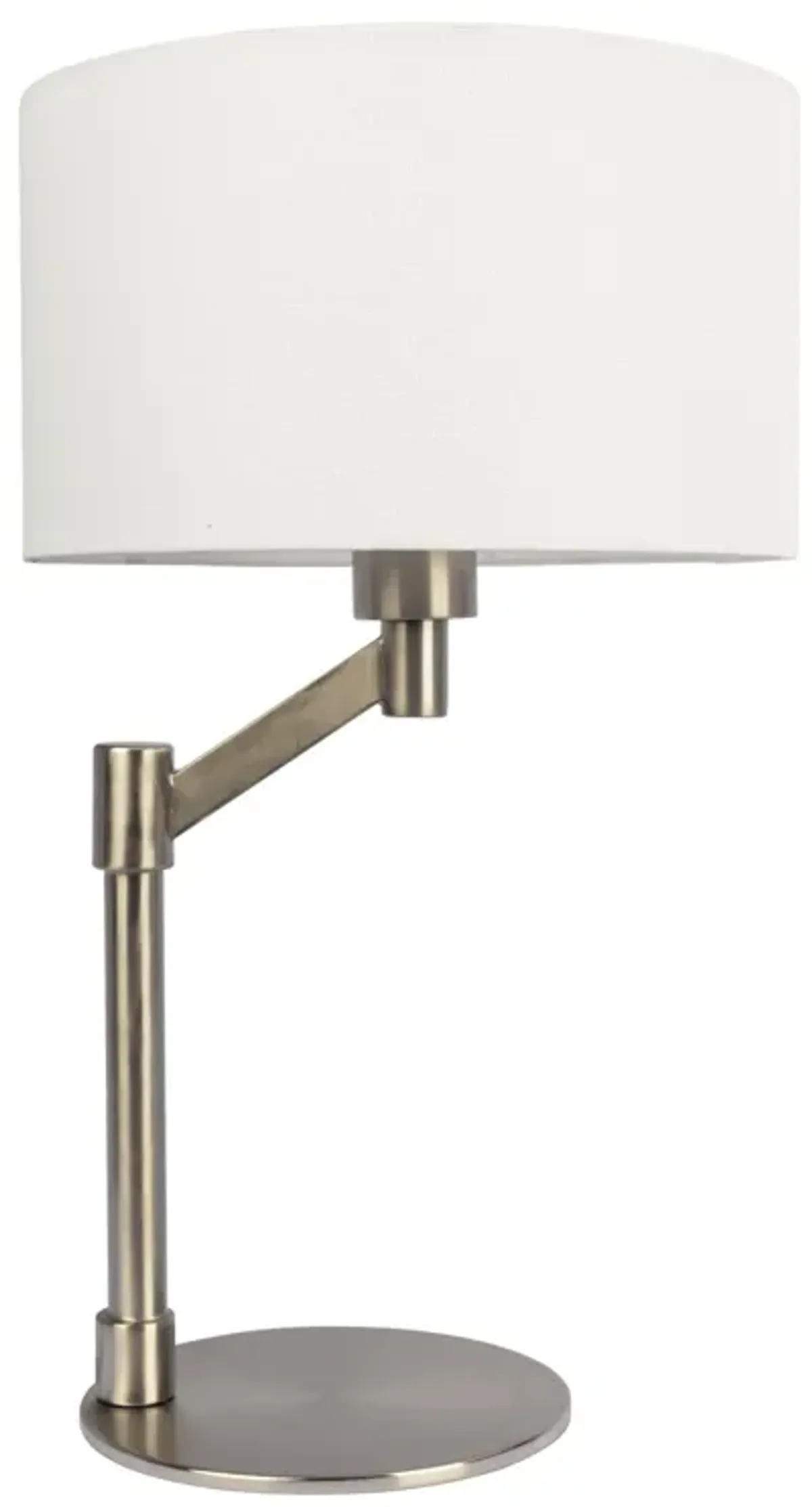 Horizon - Table Lamp With On / Off Switch Curved Base Linen Shade - Brushed Nickel / Silver / White