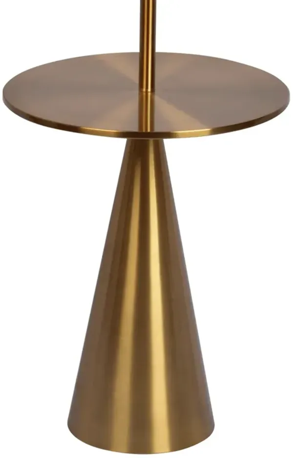 Celestial - Modern Floor Lamp With Accent Table With Large Shade - Gold / White