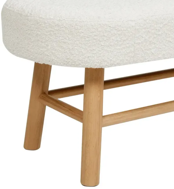 Fuji - Upholstered Bedroom Accent Bench With Natural Legs - Ivory White