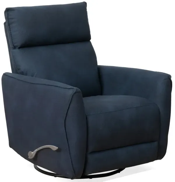 Carson - Swivel Glider Suede Recliner Chair - Midnight Blue