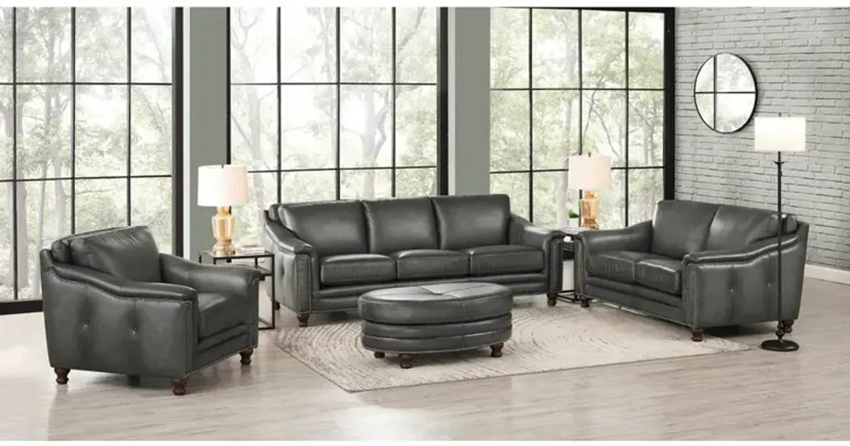 Belfast - Top Grain Leather Oval Ottoman