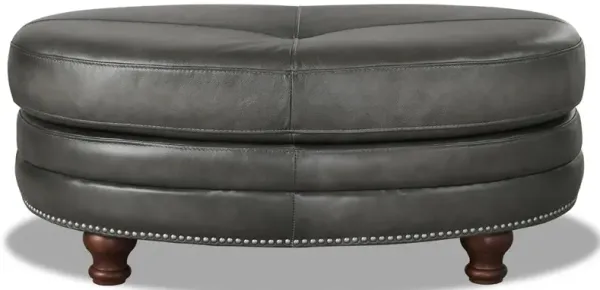 Belfast - Top Grain Leather Oval Ottoman