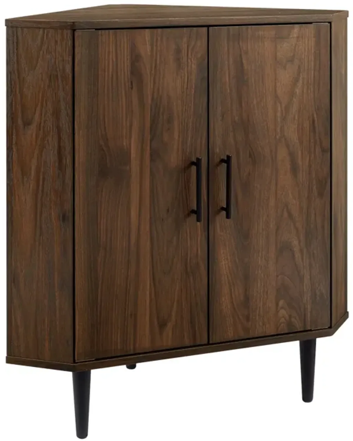Contemporary 2 Door Mixed-Material Corner Accent Cabinet