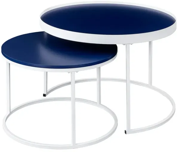 Contemporary Gallery Top Round Nesting Coffee Table Set
