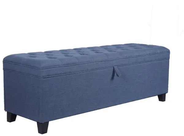 Extra Long Storage Ottoman Entryway Bench With Flip Top Storage Chest With Padded Seat Bed End Stool For Hallway Living Room Bedroom - Blue