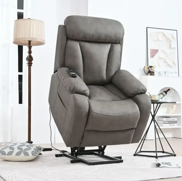 Lift Chair Recliner Power Remote Control Recliner Sofa Relax Soft Chair Anti - Skid Australia Cashmere Fabric Furniture Living Room - Dark Gray