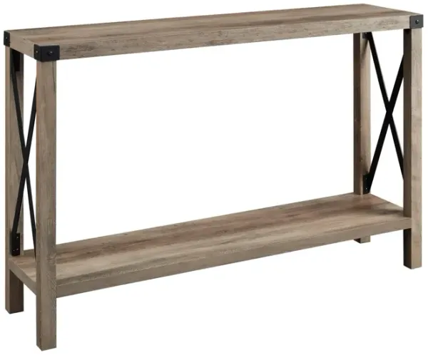 Farmhouse Metal X Table With Lower Shelf