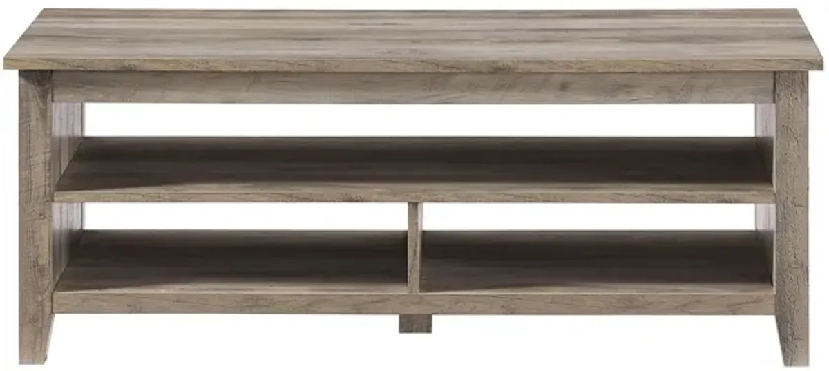 Coastal Grooved Panel Coffee Table With Lower Shelf