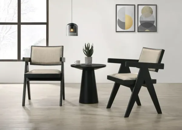 Jasper - 3 Piece Arm Chairs And Console Table (Set of 3) - Ebony Black