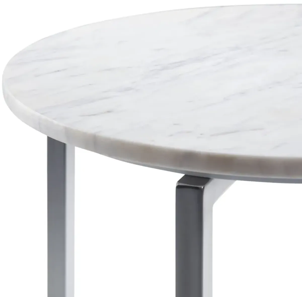 Marsden - Side Table With Polished Stainless Steel Base - White / Silver