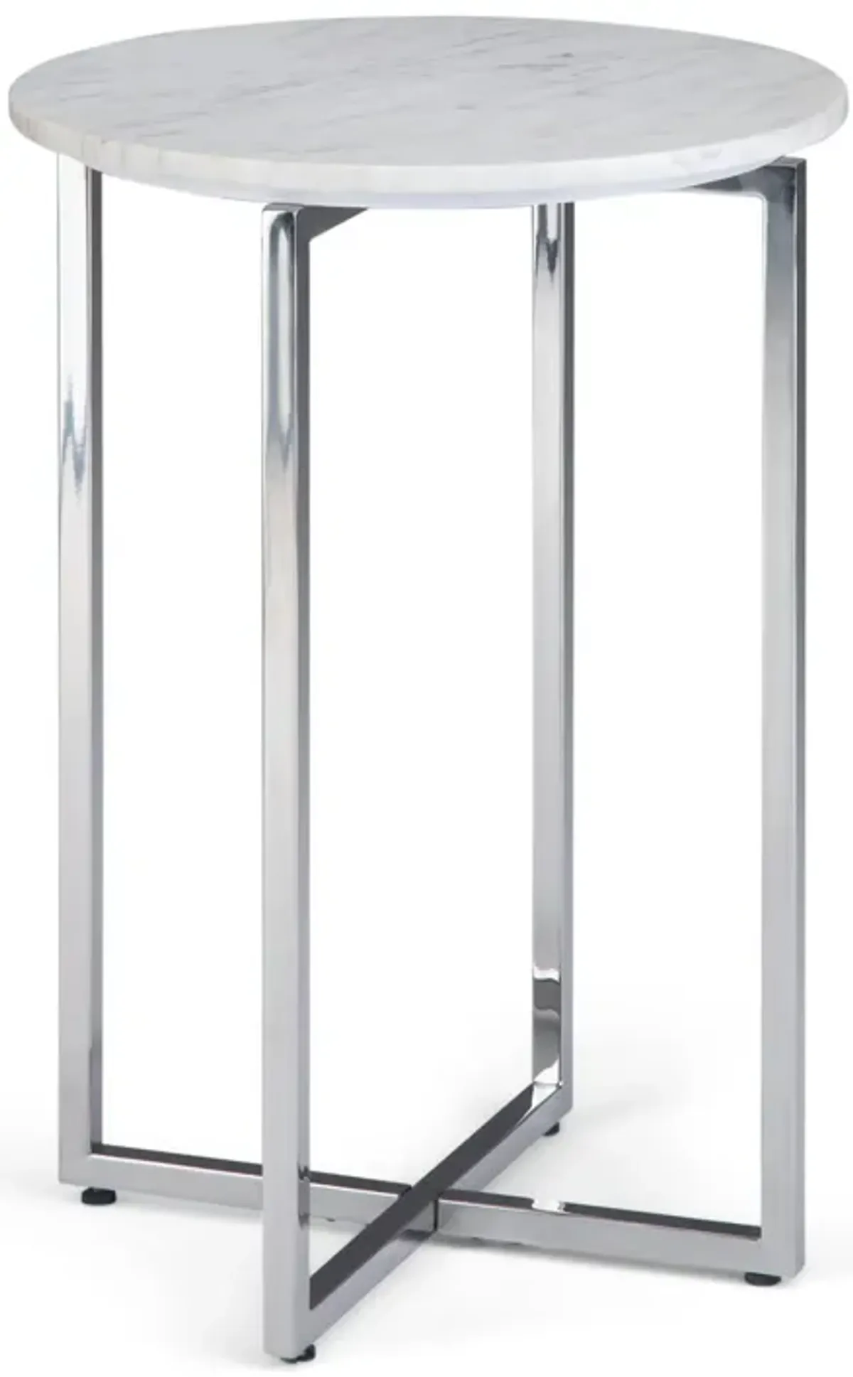 Marsden - Side Table With Polished Stainless Steel Base - White / Silver