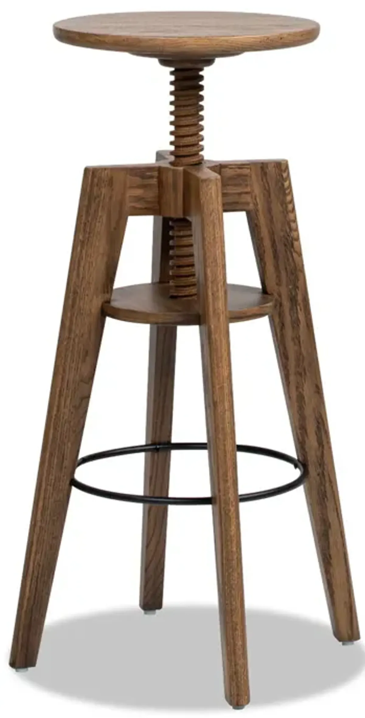 Spencer - Minimalist Oak Adjustable Bar Counter Stool - Walnut Brown Oak