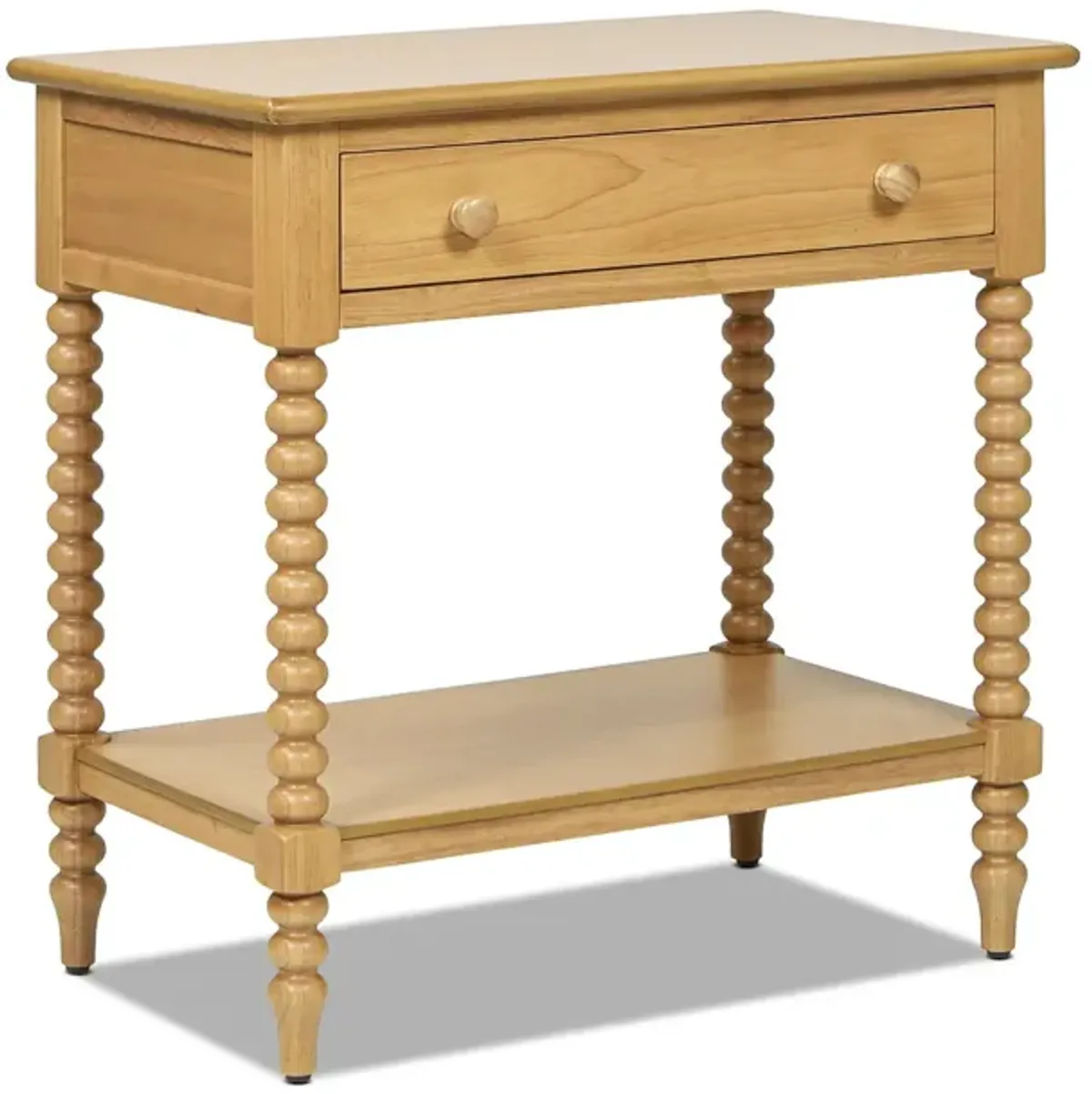 Easton - Modern Farmhouse Turned 1 Drawer Storage Side Table With Shelf - Natural Brown