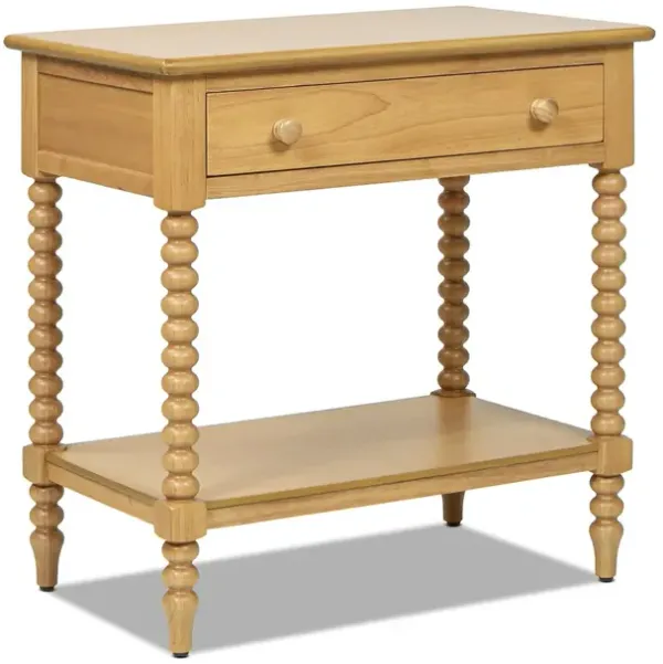 Easton - Modern Farmhouse Turned 1 Drawer Storage Side Table With Shelf - Natural Brown