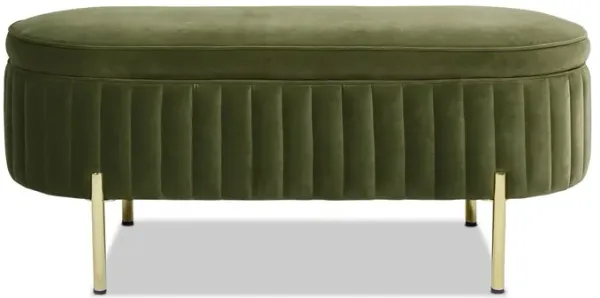 Chloe - Modern Glam Storage Bench - Olive Green