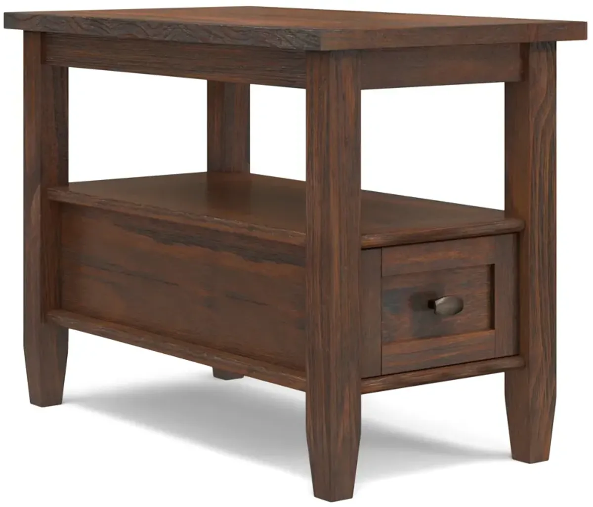 Warm Shaker - Narrow Side Table - Distressed Charcoal Brown