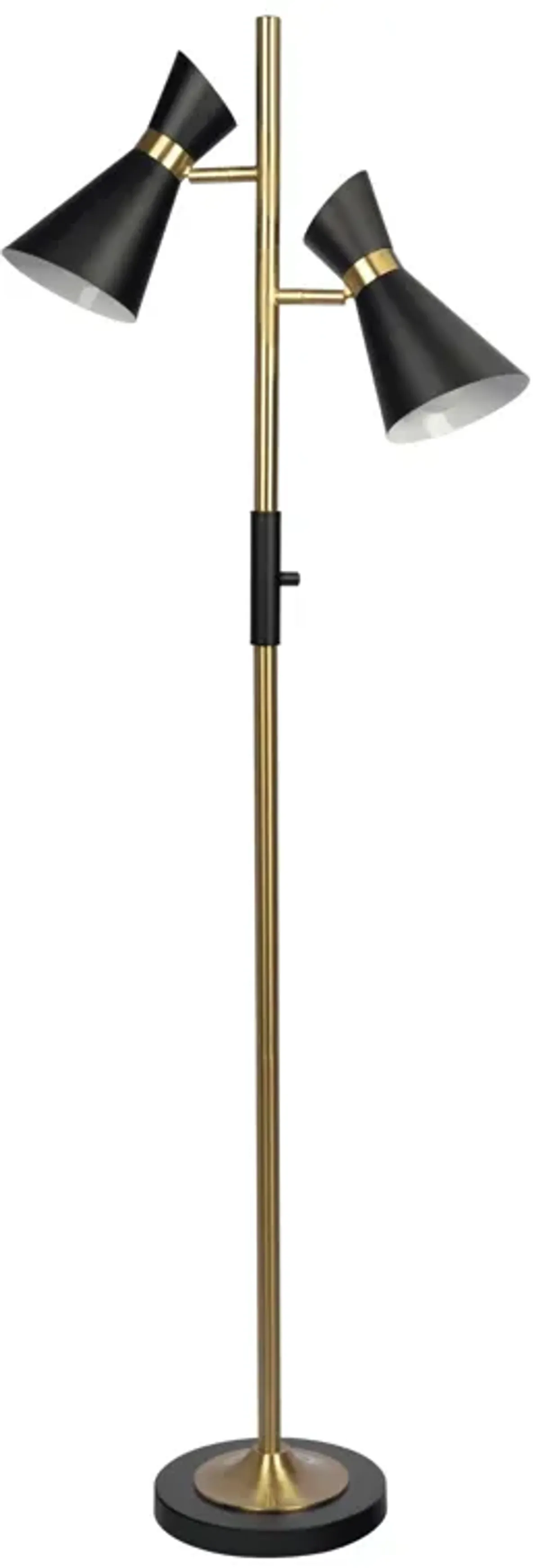 Axis - Floor Lamp With 4 Way Switch Double Spots With Base - Black / Gold
