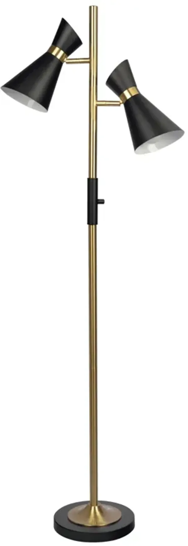 Axis - Floor Lamp With 4 Way Switch Double Spots With Base - Black / Gold