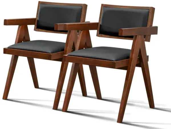 Athena - Dining Chair (Set of 2) - Black / Brown