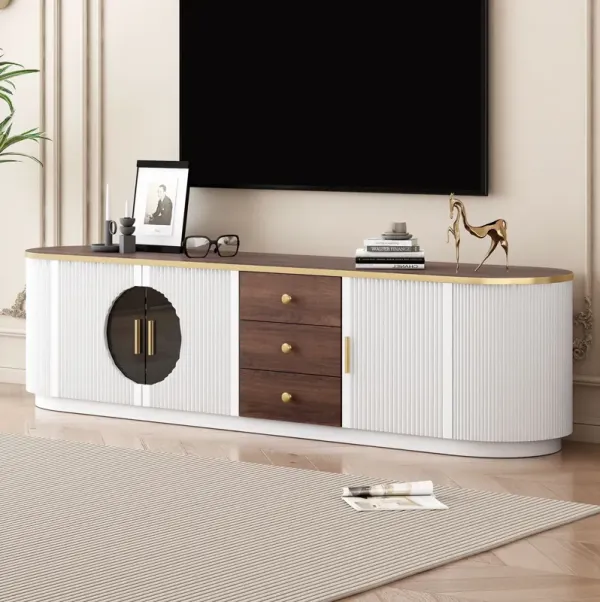 Modern Minimalist TV Stand For TVs Up To 80" With 3 Drawers And 1 Shelf