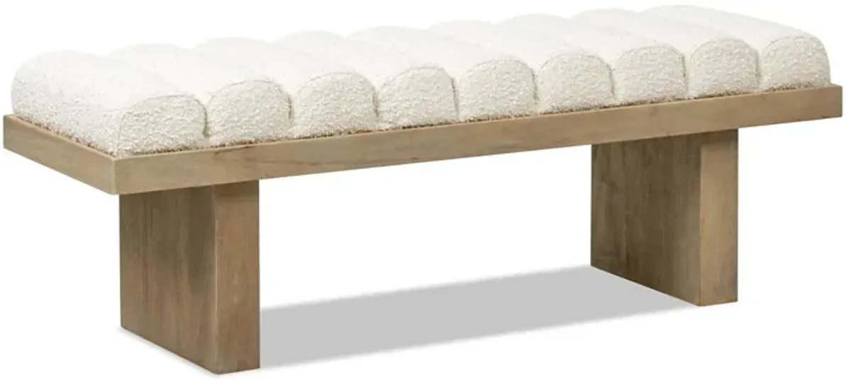 Bella - Upholstered Modern Accent Bench - Ivory White