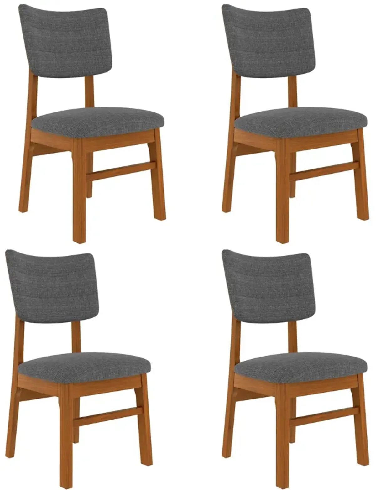 Dining Chairs (Set of 4), Wooden Dining Chair Armless, Mid Century Modern Upholstered Seat Cushion Dining Room Chair For Home Kitchen Dining Room Restaurant - Brown / Gray