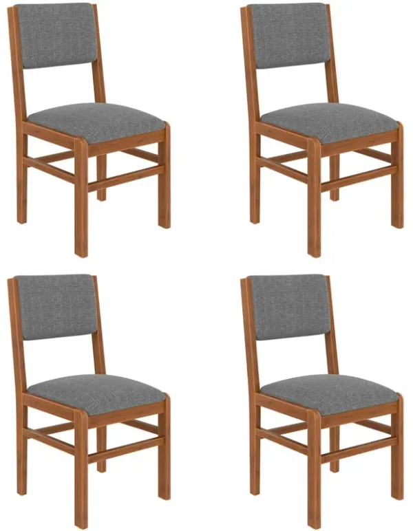 Dining Chairs (Set of 4), Mid Century Modern Fabric Upholstered Kitchen Side Chairs, Farmhouse Dining Room Chair - Brown / Gray