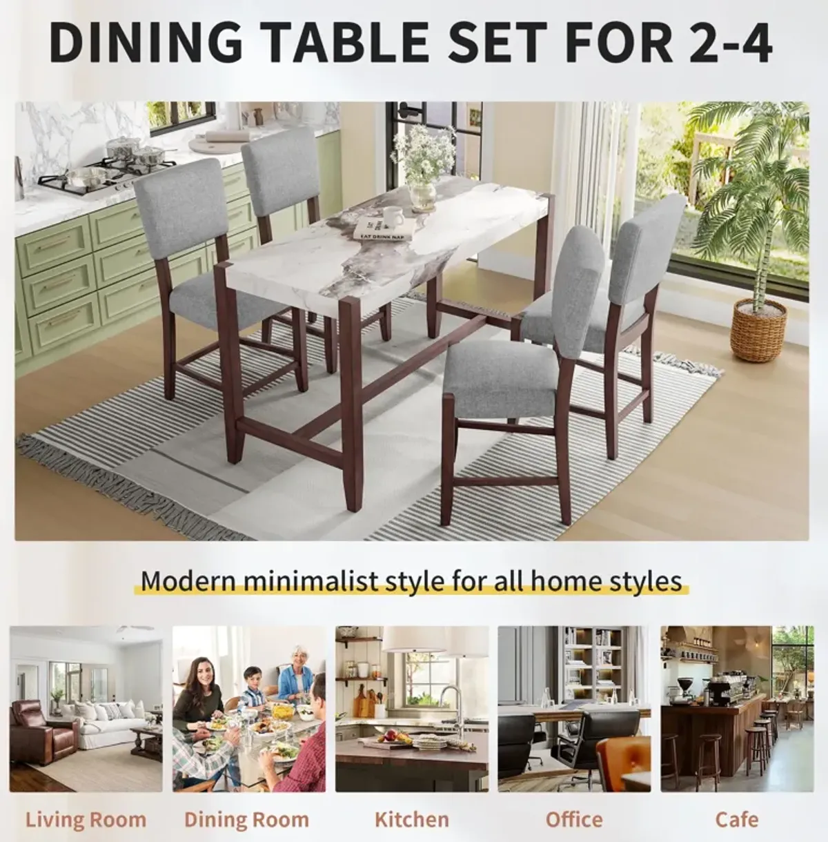 5 Piece Counter Height Dining Set With 4 Upholstered Chairs