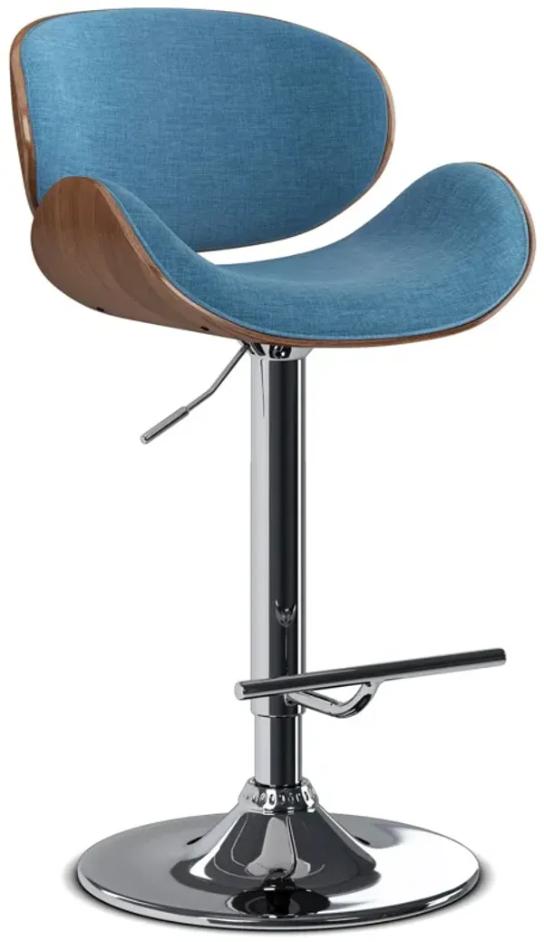 Marana - Bentwood Adjustable Swivel Bar Stool - Blue Linen