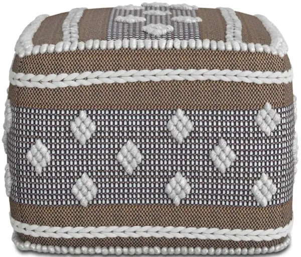 Mapleton - Outdoor / Indoor Pouf - Beige Gray / White