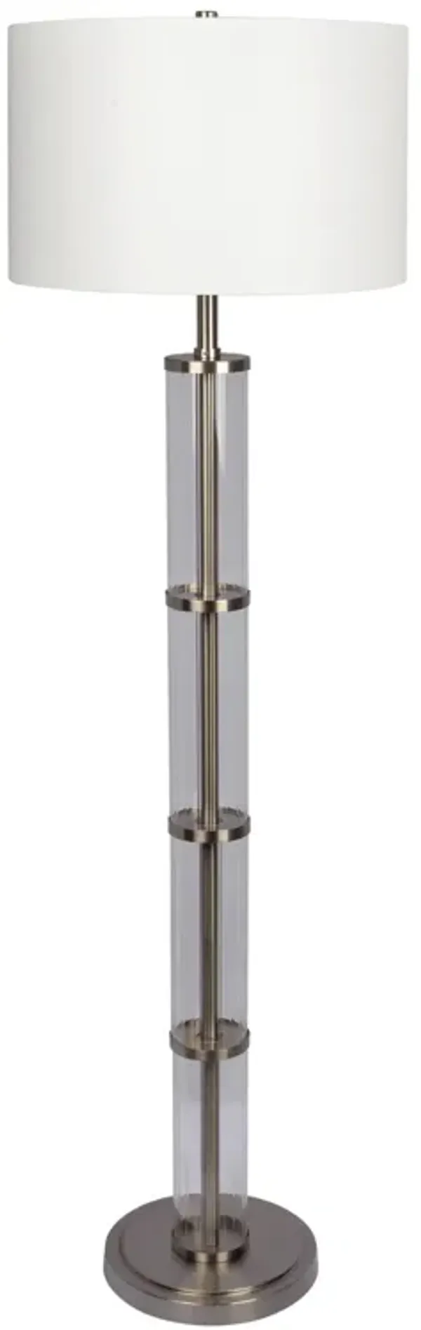 Nimbus - Floor Lamp With 3Way Rotary Switch Clear Body Base - Silver Gray / White
