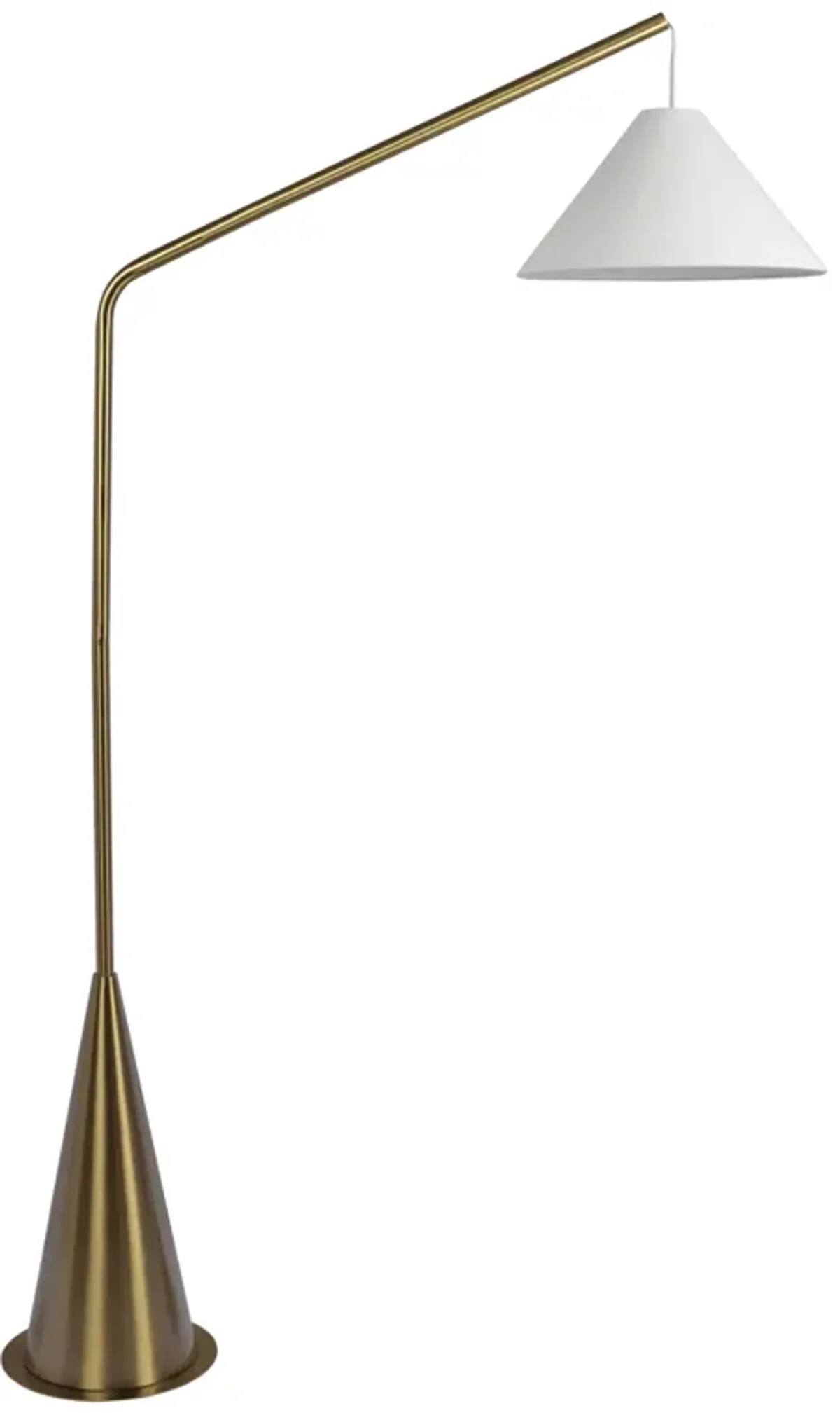 Lisbon - Floor Lamp With On / Off Switch Coned Base Hanging Shade - Antique Brass / White
