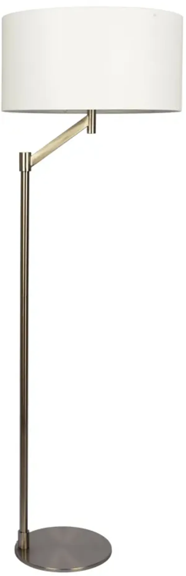 Serene - Floor Lamp With Rotary Switch Base Linen Shade - Brushed Nickel / White