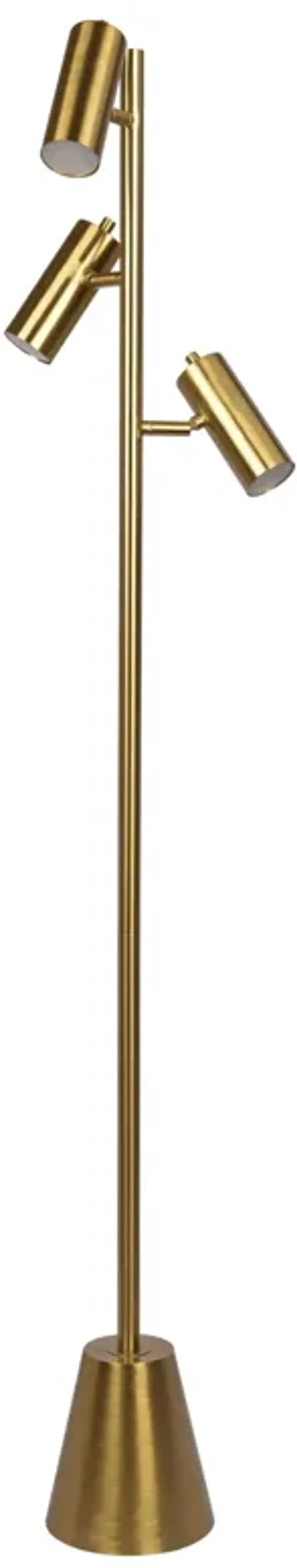 Lumina - Floor Lamp With Rotary Switch Triple Spots Cone Base - Gold