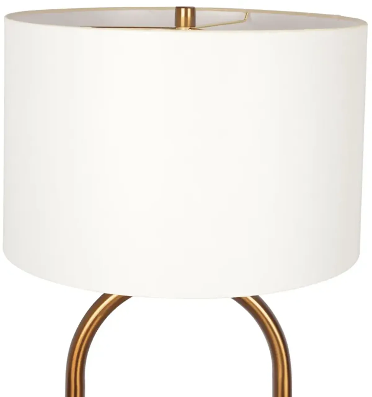 Vivid - Ring Base Floor Lamp With Large Drum Shade - Antique Brass / White