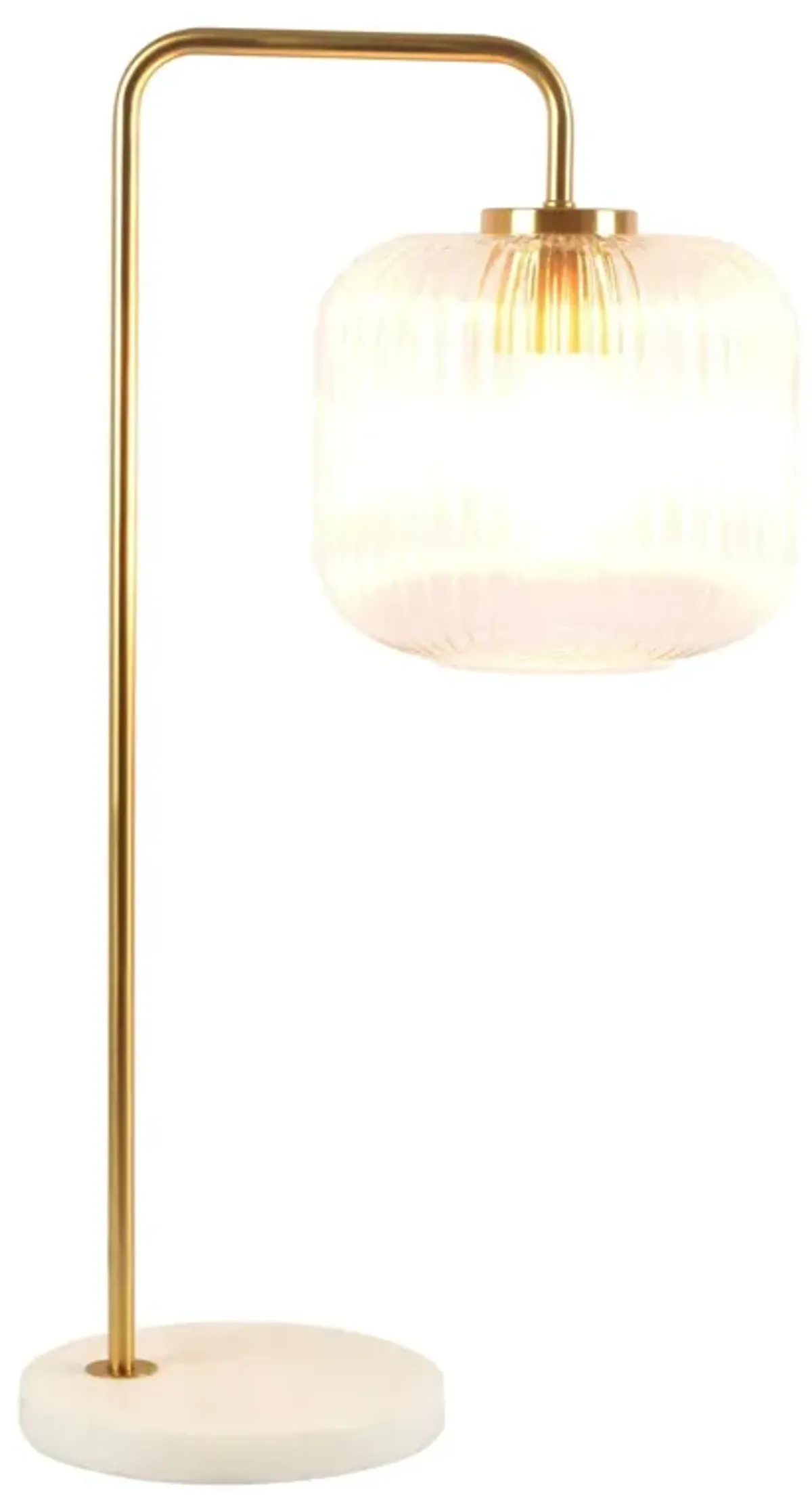 Haven - Clear Table Lamp, Button Control - Gold / White / White Marble