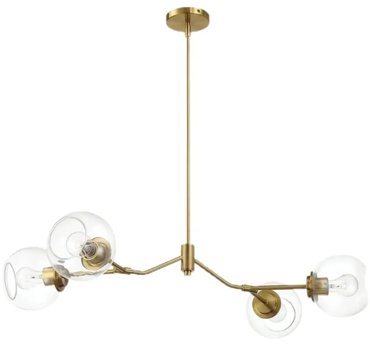 Jewel - 4 Lights Modern Farmhouse Chandelier Ceiling Hanging Light Fixture - Clear / Gold