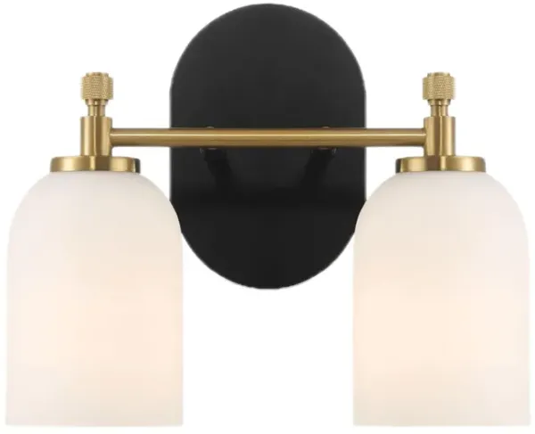 Vortex - 2 Lights Vanity In Style For Over Bathroom Mirror Wall Sconce - Black / Gold / White