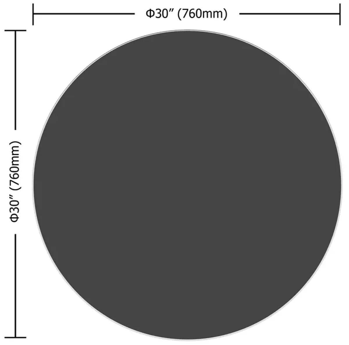 30" Round Tempered Glass Table Top Glass 1 / 4" Thick Round Polished Edge - Black