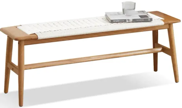 Design Dining Bench Bed Bench For Bedroom - White / Natural Oak