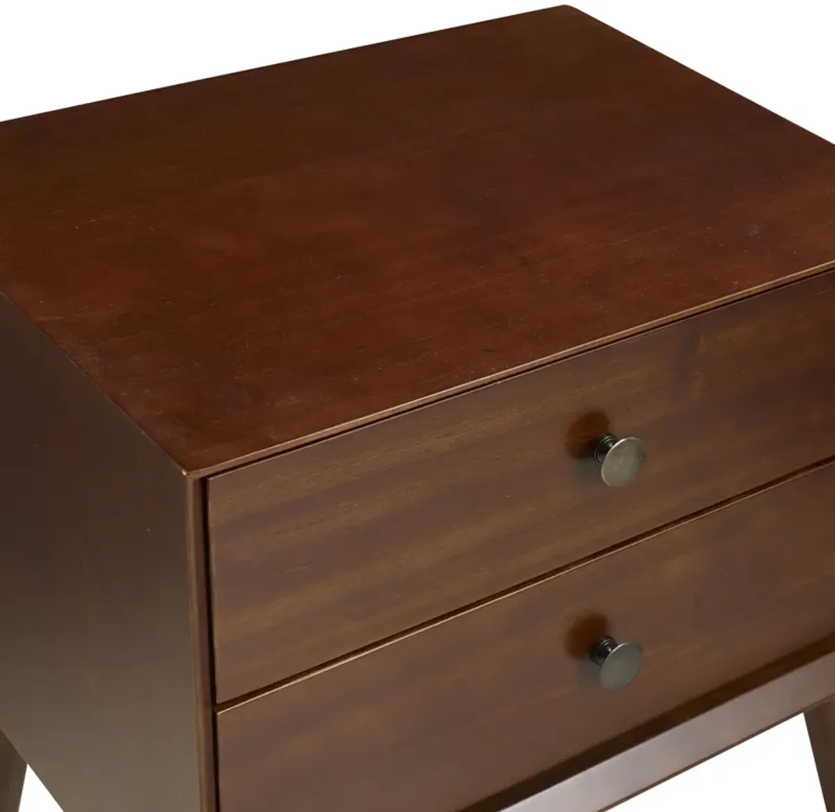 Mid-Century Modern Double Drawer Nightstand - Walnut