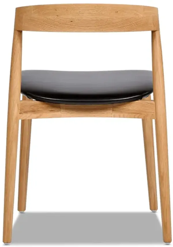 Raven - Stacking Sculpted Oak Dining Chair - Warm Natural Brown / Black