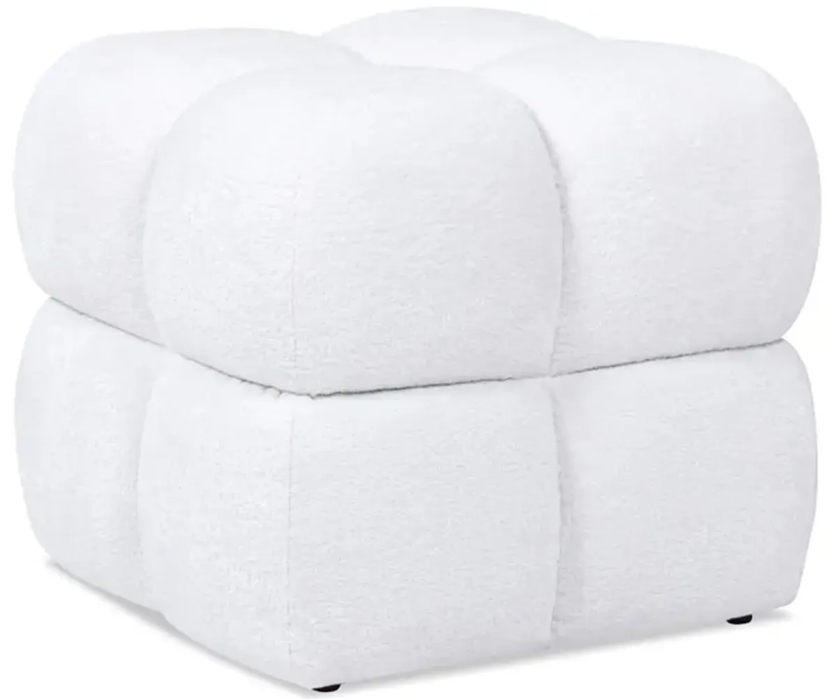Pixel - Oversized Square Tufted Pouf Ottoman - Almond White